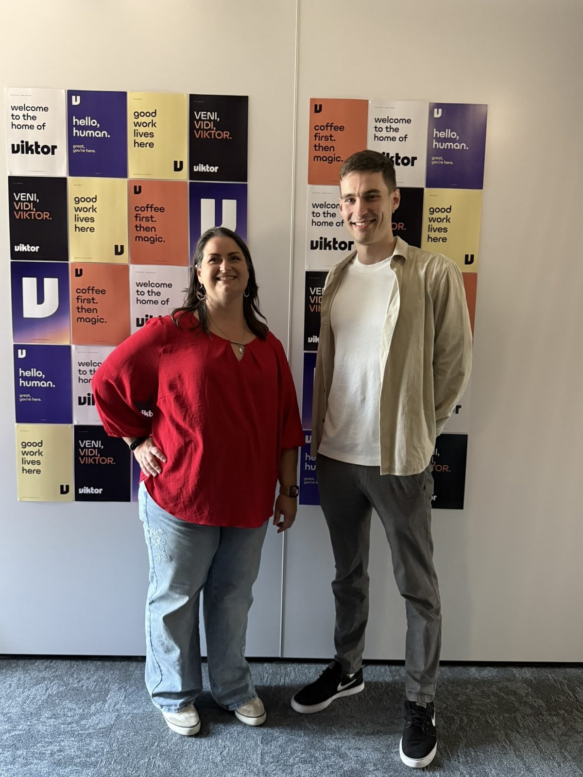 Melissa Elizondo with Fryderyk Wiatrowski, cofounder of Zeta Labs, at the Warsaw office
