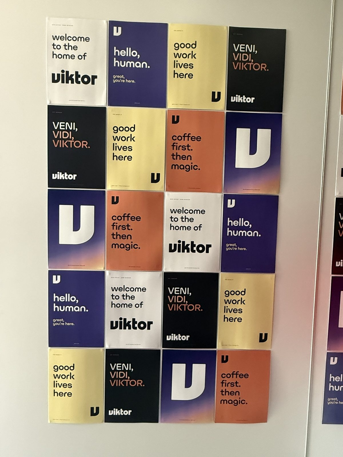 Viktor brand posters on the wall of the Zeta Labs office in Warsaw