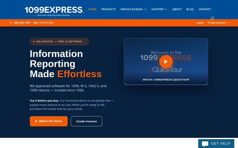 1099 Express website homepage