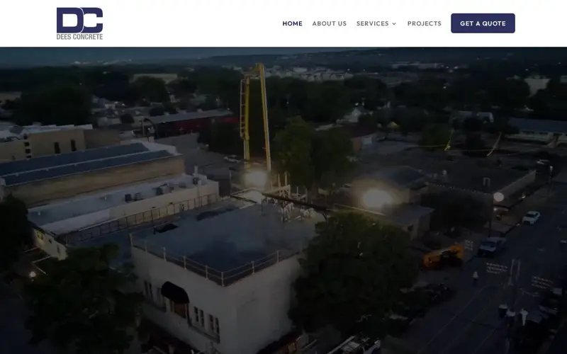 Dee's Concrete website homepage