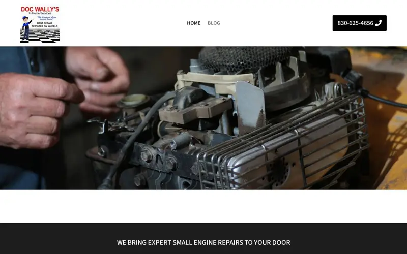 Doc Wally's Mobile Mower Repair website homepage