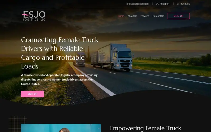 ESJO Logistics website homepage