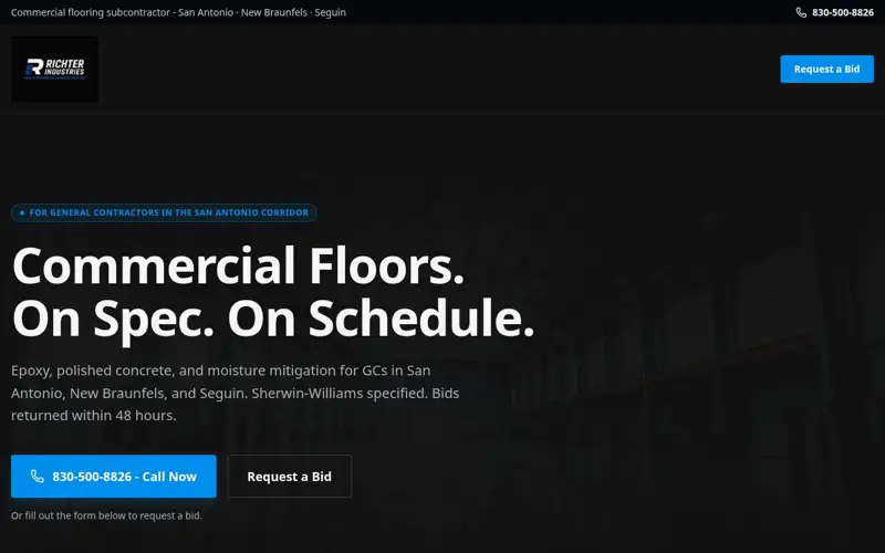 Richter Industries GC website homepage