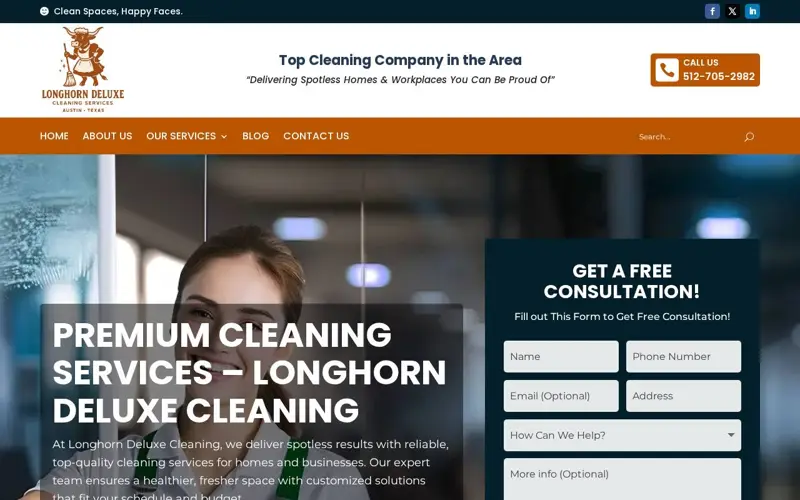 Longhorn Deluxe Cleaning website homepage