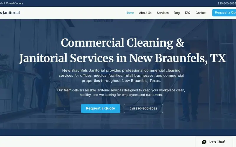 New Braunfels Janitorial website homepage