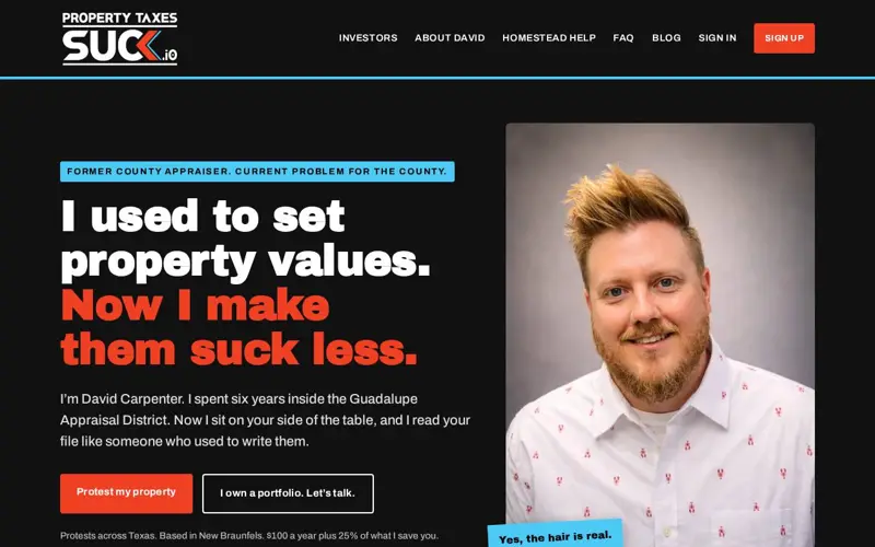 PropertyTaxesSuck.io website homepage