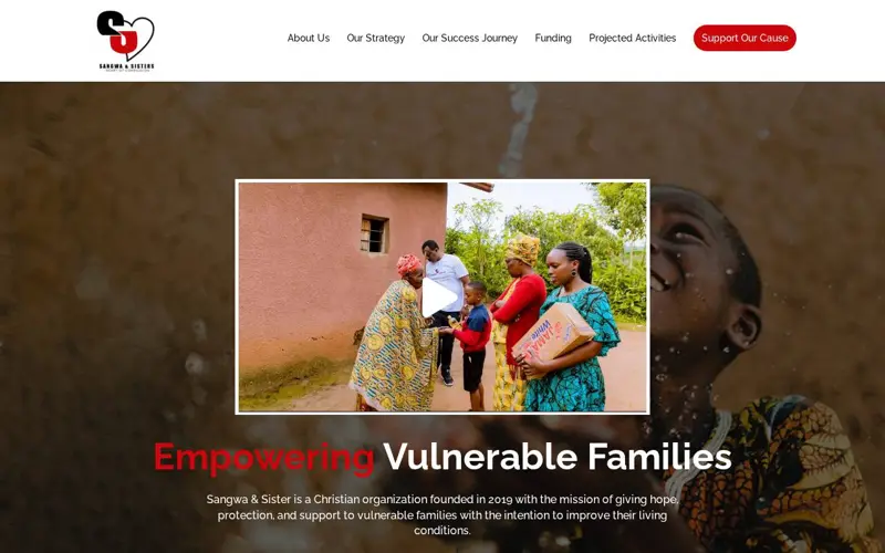 Sangwa and Sisters website homepage