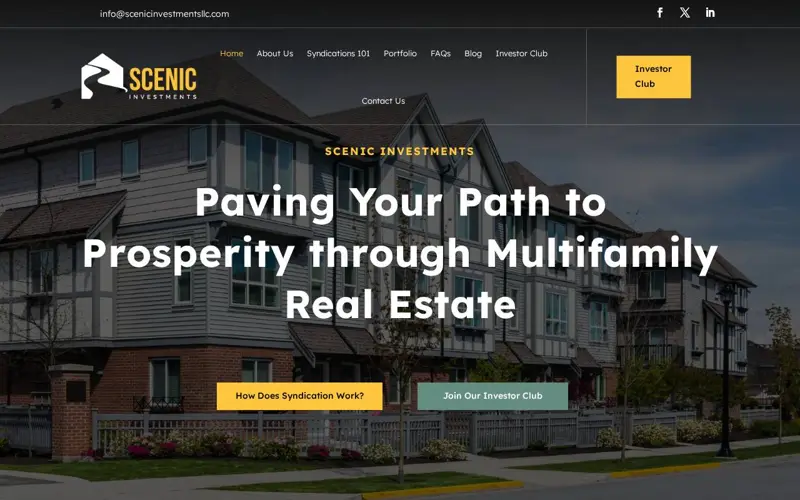 Scenic Investments website homepage