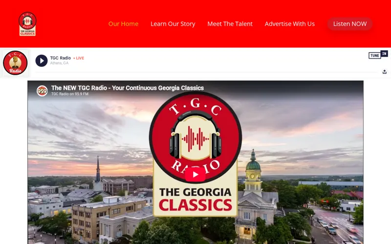 TGC Radio website homepage