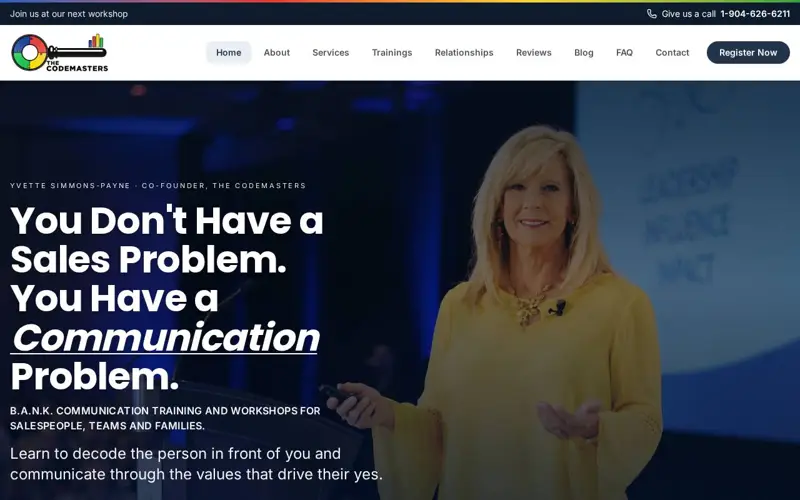 The Code Masters website homepage