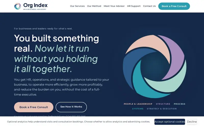 The Org Index website homepage
