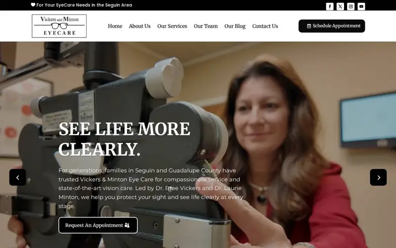 Vickers & Minton Eye Care website homepage